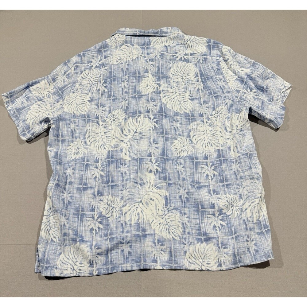 Caribbean Blue Floral Print Mens XL Short Sleeve Hawaiian Shirt